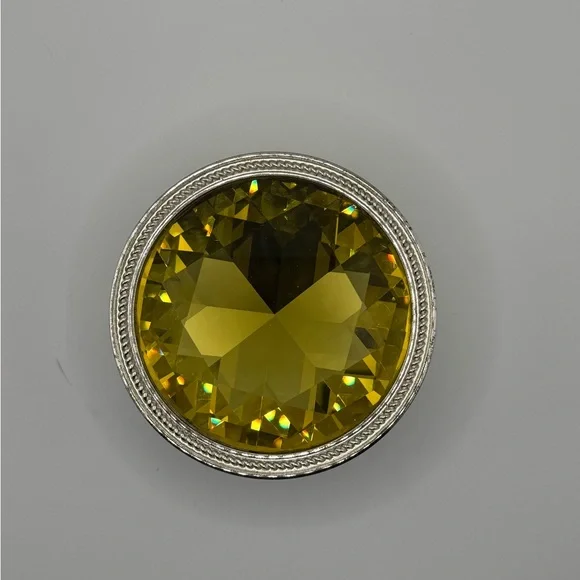 Lori Greiner Silver Jewelry Box Trinket box with Yellow Crystal Gem Lid - Picture 4 of 8